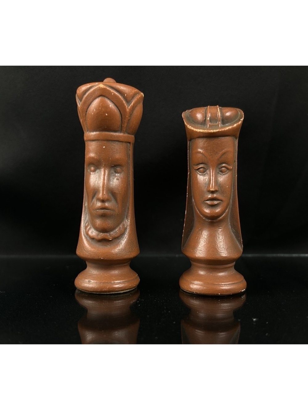 Vintage Duncan Ceramic Chess King & Queen Extra Game Pieces 3.5" Brown/Black